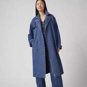 Levi Strauss Denim Trench Coat Blue Large New With Tags